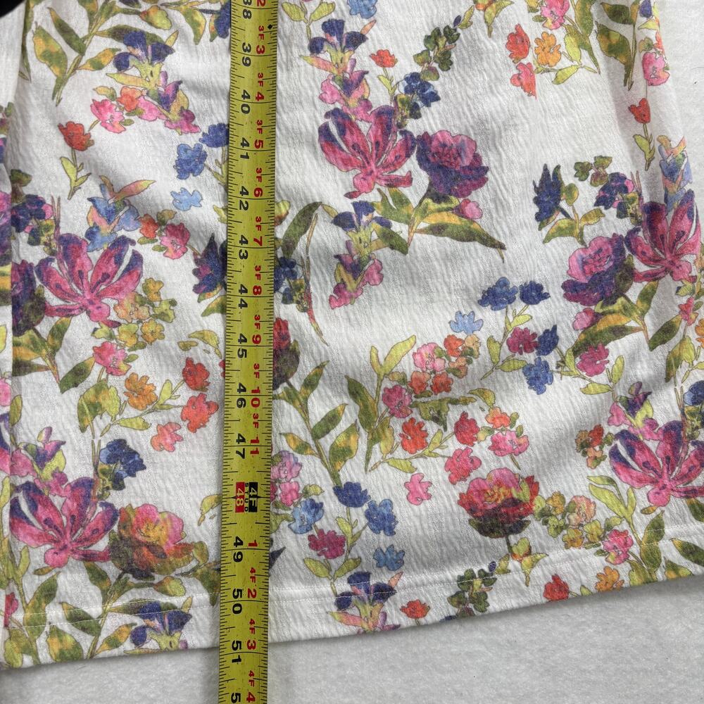 Soft Surroundings Bath Robe Size M White Multi Floral Belted Pockets Stretch - Picture 9 of 11